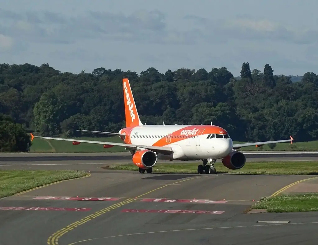 EasyJet plane on runway, after coming in from landing